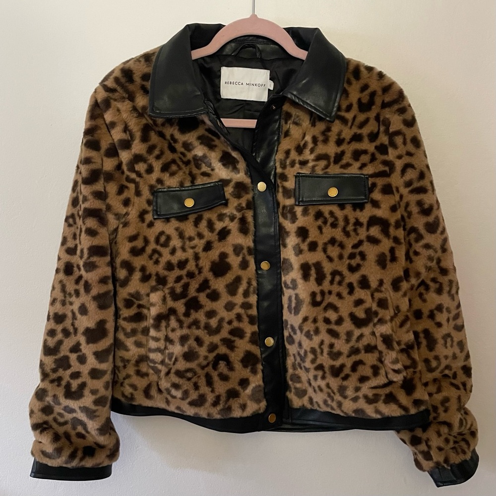 NWT Rebecca Minkoff Leopard Faux Fur Jacket